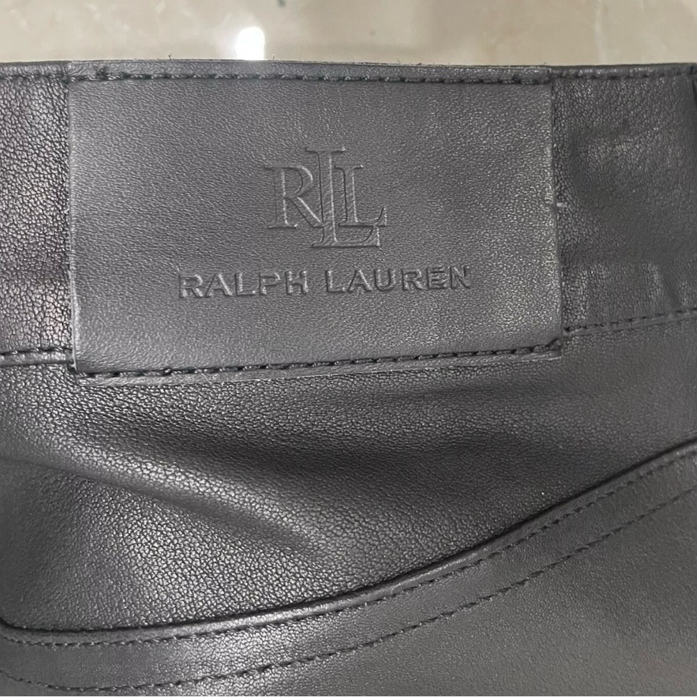 Ralph Lauren Woman’s Pants Size 10 Black Nappa Leather Skinny High Rise Reg Fit - Picture 3 of 6